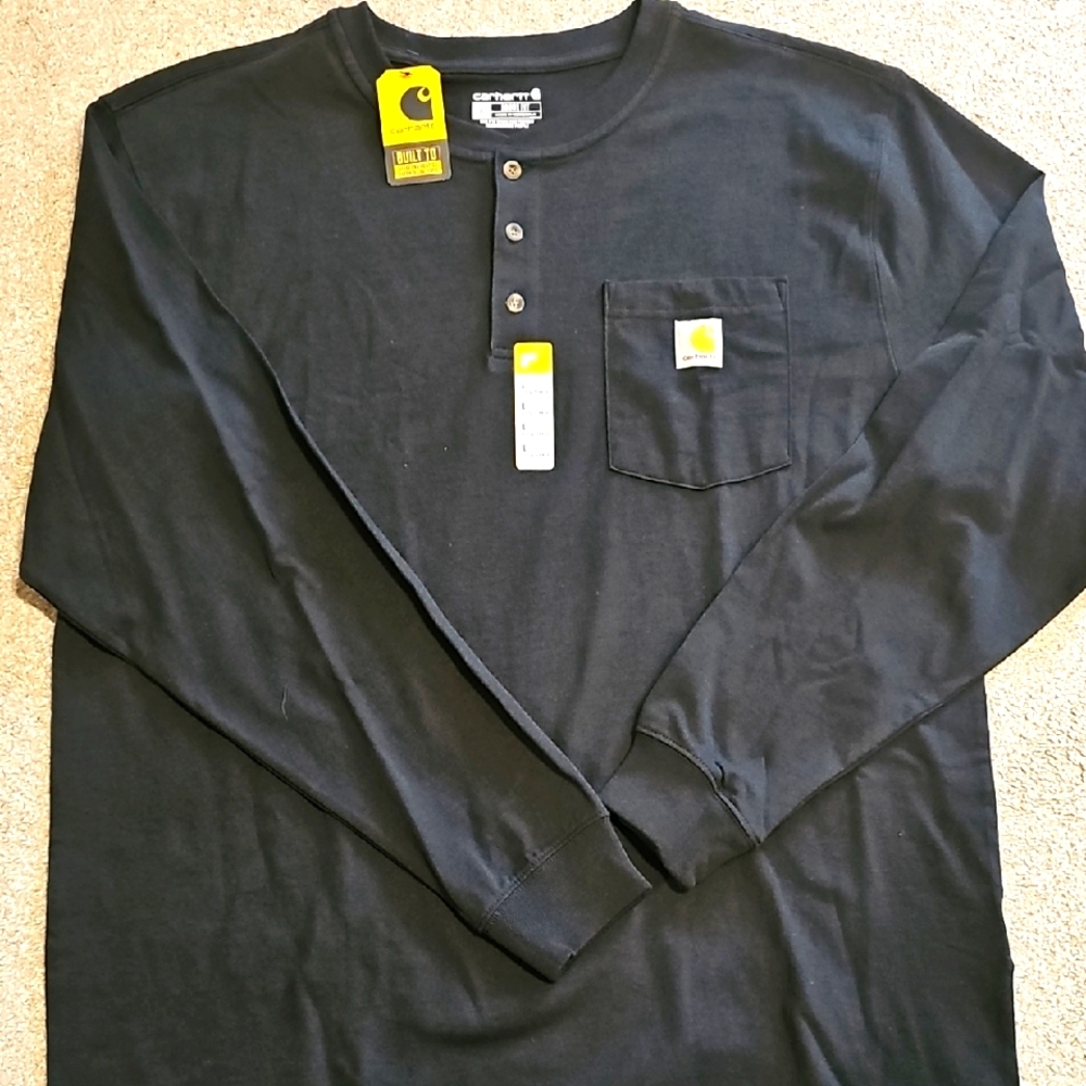 Carhartt Men's Black Long Sleeve Henley Shirt
